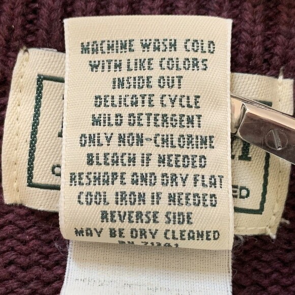 L L  Bean 1/4 Zip Knit Sweater Men XL Tall Long Sleeve Plum Color Cotton - Picture 11 of 11